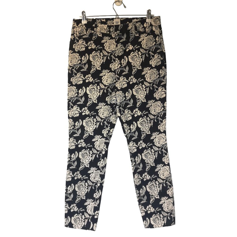 Gap Signature Skinny Ankle Khaki Navy Floral Pants Size 8